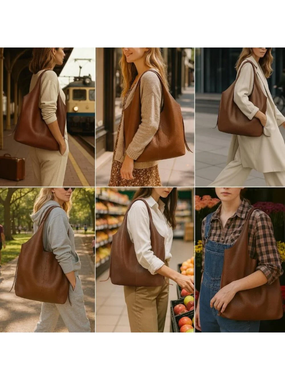 Stylish Genuine Leather Slouchy Hobo Tote Bag | Chic Shoulder Handbag for Women